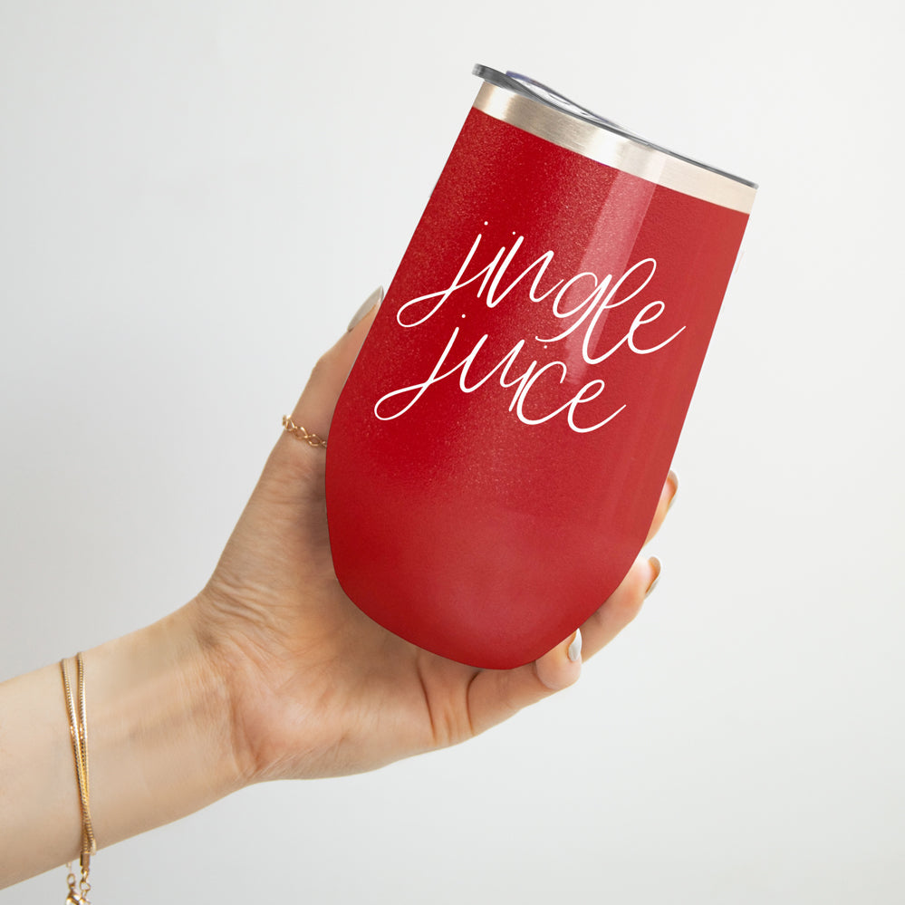 Festive Christmas drinkware jingle
Christmas wine tumbler humor
Holiday red wine accessories